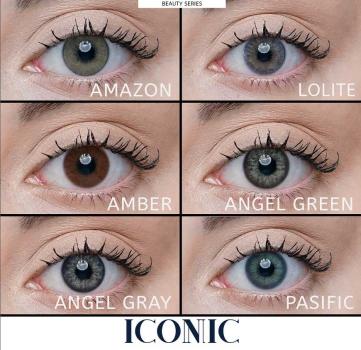 ICONIC 'Angel Gray' grau farbige Kontaktlinse für 3 Monate / 1x Paar/ 2 Stk. Linsen