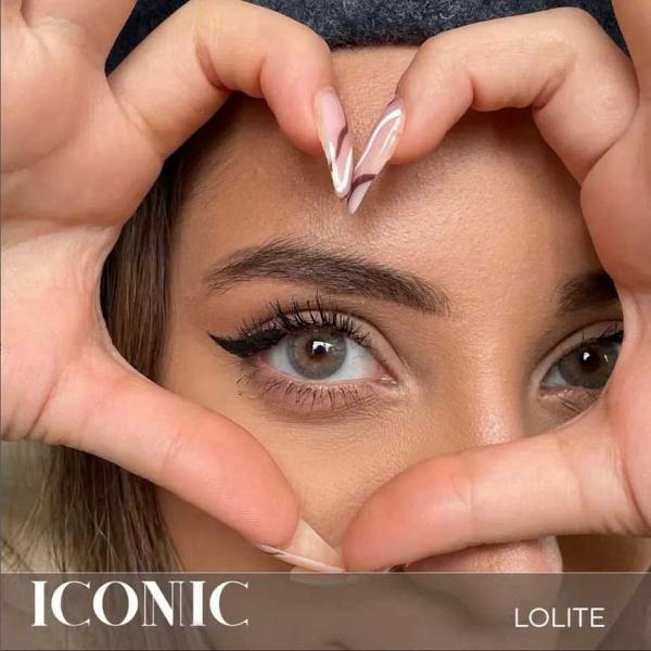 ICONIC 'Lolite' grau/blau farbige Kontaktlinse für 3 Monate / 1x Paar/ 2 Stk. Linsen