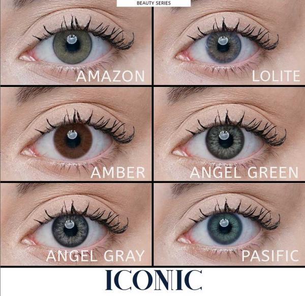 ICONIC 'Angel Gray' grau farbige Kontaktlinse für 3 Monate / 1x Paar/ 2 Stk. Linsen